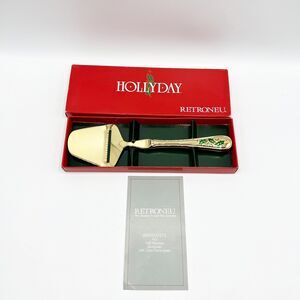 Retroneu Holly Berry Cheese Slicer 24K Gold Electroplate Server Hollyday Japan